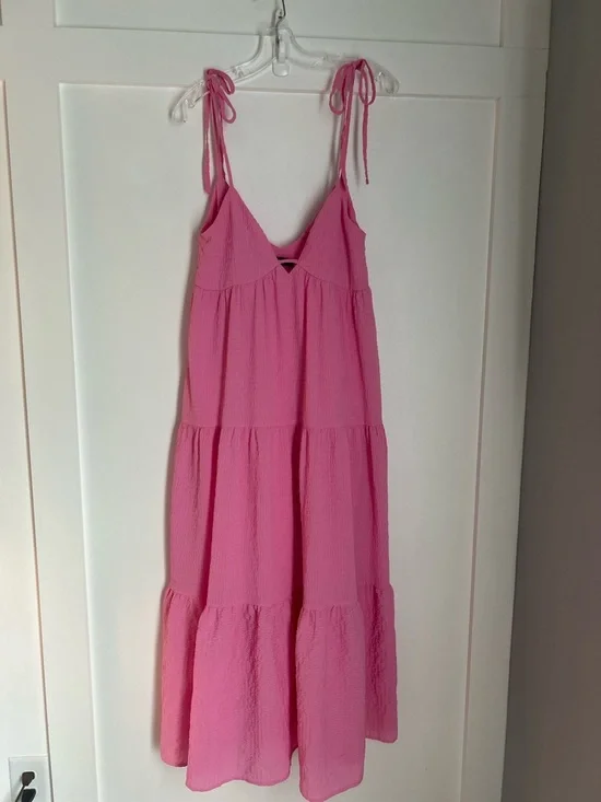 Lulu's Hot Pink Tiered Maxi Dress with Tie Straps - Picture 15 of 16